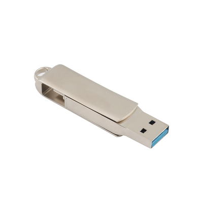شعار ليزر فضي للجسم من النوع C USB مع فتحة مفتاح يمكن وضع الحبل وحلقة المفاتيح