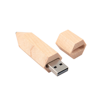 قلم خشب القيقب على شكل عصا الذاكرة USB الطباعة أو النقش شعار مخصص