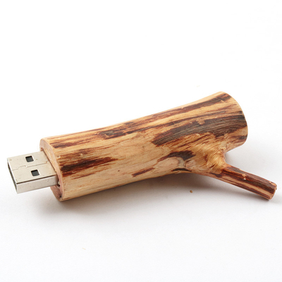 شجرة الأشكال الجذرية خشبية محرك فلاش USB 256 جيجابايت شعار النقش