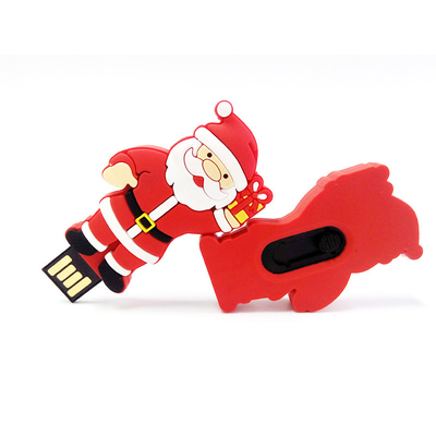 هدية عيد الميلاد شخصية كرتونية محرك فلاش USB 2.0 15 ميجابايت / ثانية 64 جيجابايت 128 جيجابايت