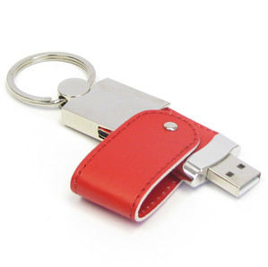 عصا USB جلدية معدنية 2.0 مع نقش / ليزر / شعار طباعة