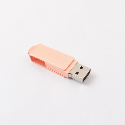 لون ذهبي وردي معدني 360 درجة محرك USB تحميل البيانات مجانًا