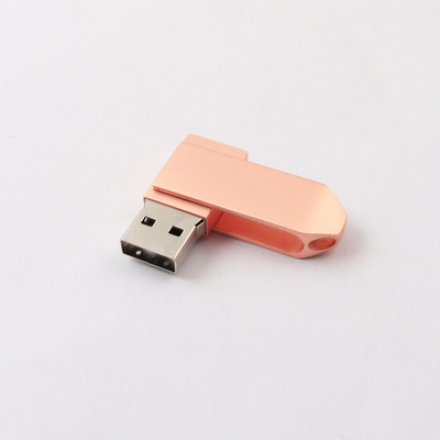 لون ذهبي وردي معدني 360 درجة محرك USB تحميل البيانات مجانًا
