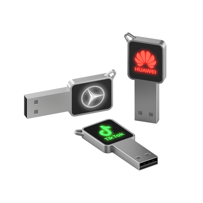 محرك أقراص فلاش USB عالي السرعة مع جسم معدني / بلاستيكي ضوء LED يضيء عند العمل