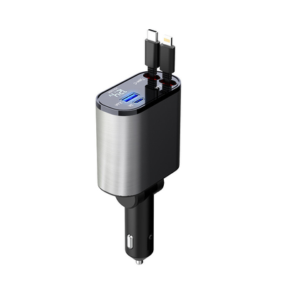 شاحن سيارات USB-C سهل الخروج 5V / 3A مع طاقة مقياسية MAX 120W