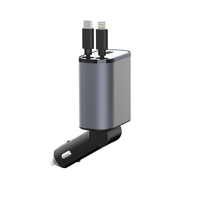 شاحن سيارات USB-C سهل الخروج 5V / 3A مع طاقة مقياسية MAX 120W