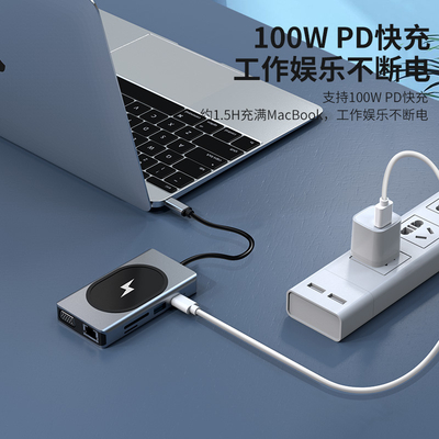 محول USB Type C HUB متعدد الوظائف 9 في واحد ومع قارئ بطاقات الذاكرة