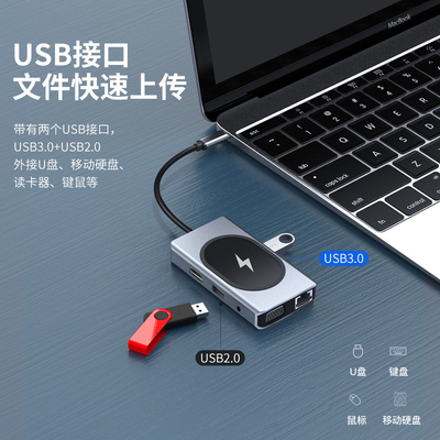 محول USB Type C HUB متعدد الوظائف 9 في واحد ومع قارئ بطاقات الذاكرة