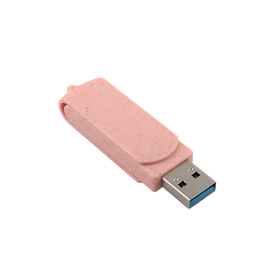 نوع C محركات فلاش USB البلاستيك الوردي مع القش المواد القابلة لإعادة التدوير والشعار المخصص