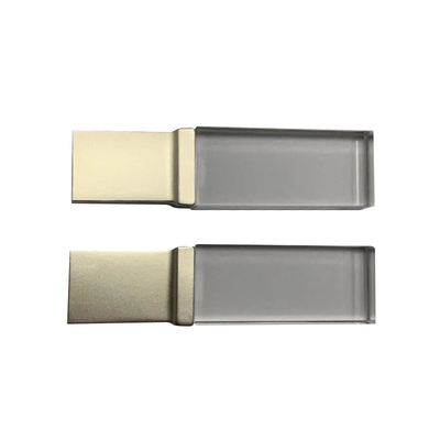 MINI UDP Flash USB Stick 2.0 أكريليك شفاف مع شعار محفور على جزء الكريستال الكبير