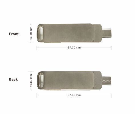 فلاشة USB 3.0 بلون روز جولد بمنفذ Type C ومنفذ USB، متوافقة مع الهواتف وأجهزة الكمبيوتر، بسعة 256 جيجابايت و 512 جيجابايت