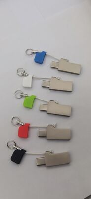 محرك فلاش USB من النوع C مع USB A مع غطاء معدني بسلسلة صغيرة يمكن الليزر وطباعة الشعار سرعة سريعة 3.2 USB و3.1 USB