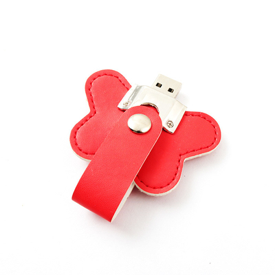 محركات أقراص فلاش USB جلدية على شكل زهرة 32 جيجابايت 256 جيجابايت شعار النقش