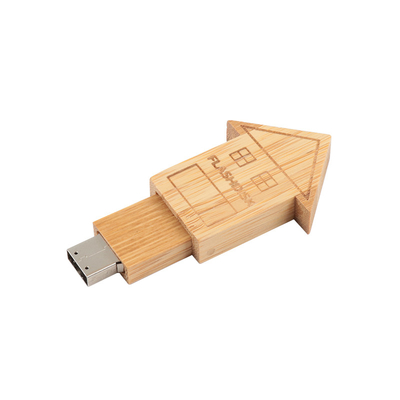 شعار مخصص منزل على شكل خشب محرك أقراص USB الفلاش مع الخشب الطبيعي للهدايا التجارية