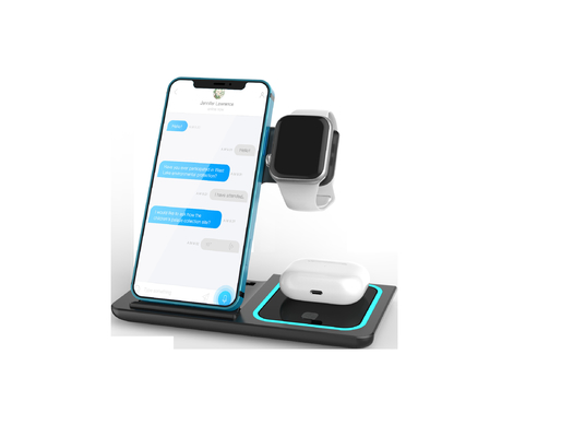 3 في 1 علبة قابلة للطي شاحن لاسلكي سريع شعار مخصص للهاتف سماعة أذن IWatch