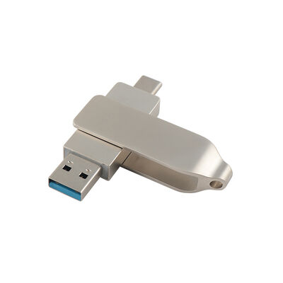 هيكل قديم فضي اللون مع TYPE C USB 128GB 256GB USB عالي السرعة مقاس 71.4*16.8*10.1 ملم