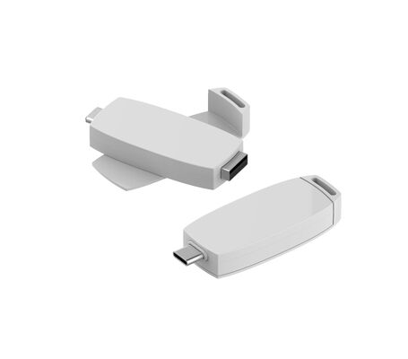 يمكن أن تدور 360 درجة بلاستيكي USB فلاش درايف مع نوع C الموانئ لون الجسم يكون أبيض أحمر أسود وأزرق يمكن أن تفعل تخصيص الطباعة الشعار بسرعة كبيرة