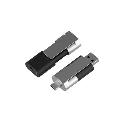 تم تمكين كلمة مرور البيانات من النوع C OTG USB Flash Drive معدني بلاستيكي نطاق درجة حرارة التشغيل ناقص 10 درجة مئوية إلى 60 درجة مئوية