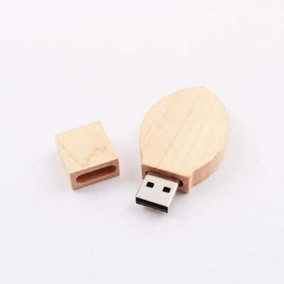 ورقة على شكل ورقة خشبية Usb 3.0 سرعة 100MB-80MB / S نقش الشعار كلا الجانبين