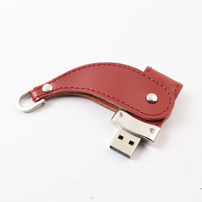 غطاء جلدي مفتاح معدني Usb Stick 2.0 محمول 64 جيجا بايت 128 جيجا بايت 30 ميجا بايت / ثانية