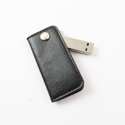 غطاء جلدي محمول مفتاح معدني محرك فلاش USB 64 جيجا بايت 128 جيجا بايت 30 ميجا بايت / ثانية