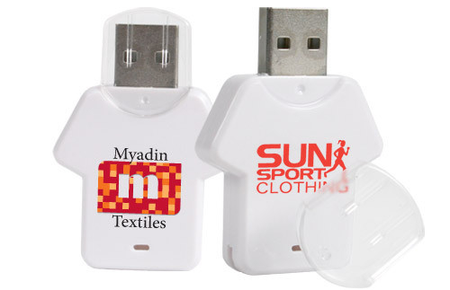أشكال تي شيرت بلاستيك USB عصا 16 جيجابايت 32 جيجابايت محرك فلاش USB أبيض 2.0 3.0 بنفايات