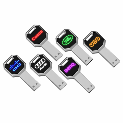 مصباح LED كريستال محرك أقراص USB 2.0 بسرعة 128 جيجابايت رقائق فلاش بسرعة 15 ميجابايت / ثانية